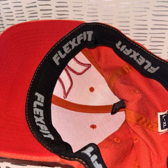 Hurley Men's‎ Orange Red Flex Fit Hat Cap L/XL Yupoong Off Center Icon HTF - Picture 5 of 7